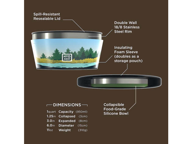 Collapsible Insulated Bowl | 1-Quart - Yukon