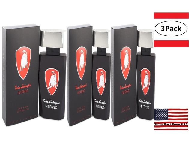 3 Pack Lamborghini Intenso by Tonino Lamborghini Eau De Toilette Spray 4.2 oz for Men