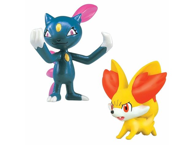 Pokemon 2-Pk Small 2" Toy Plastic Action Figure - Fennekin vs. Sneasel