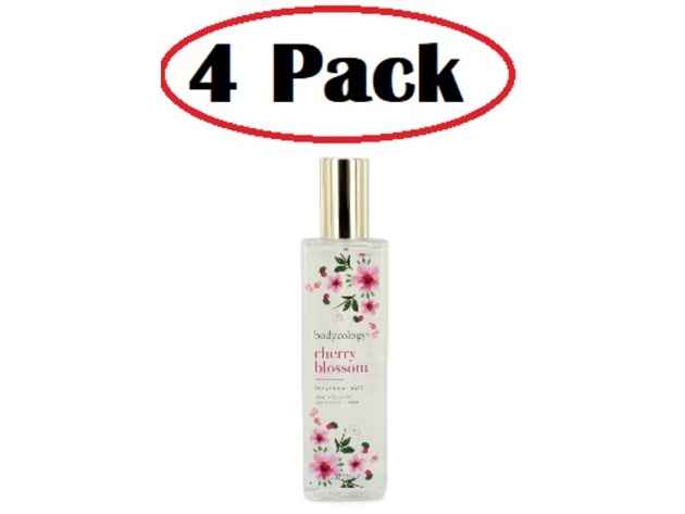 4 Pack of Bodycology Cherry Blossom Cedarwood and Pear by Bodycology Fragrance Mist Spray 8 oz