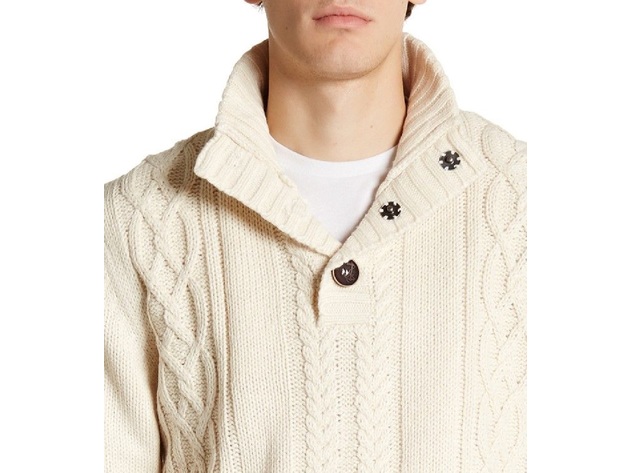 Weatherproof Men's Button Mock-Neck Sweater Beige Size Extra Large