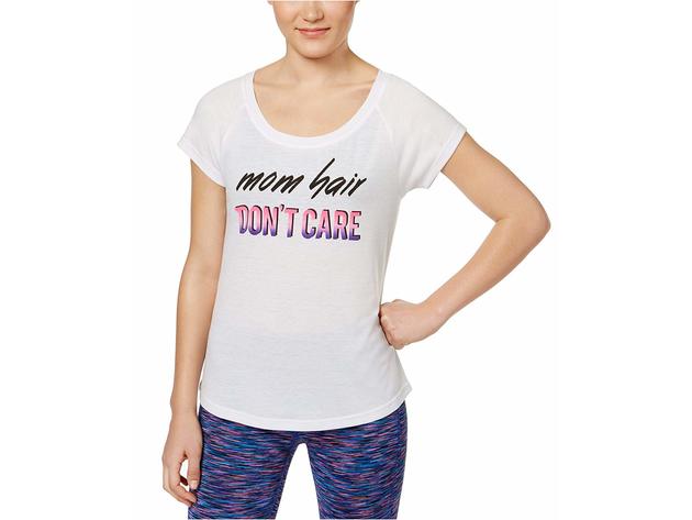 Ideology Women's Mom Hair Don't Care Slogan Athletic Fitness T-Shirt Size Large