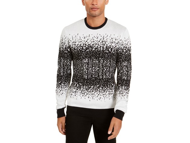 Alfani Men's Ombre Rib Crewneck Sweater White Size Large