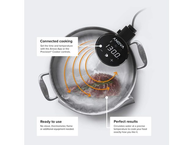 Anova Culinary AN500-US00 Sous Vide Precision Cooker, 1000W, Black & Silver (New)