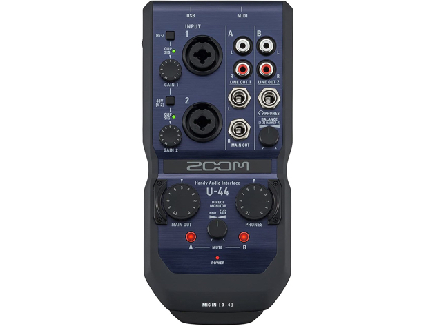 Zoom U-44 Handy Audio Interface, 4-Channel Portable USB Audio Interface MIDI I/O (Like New, Open Retail Box)