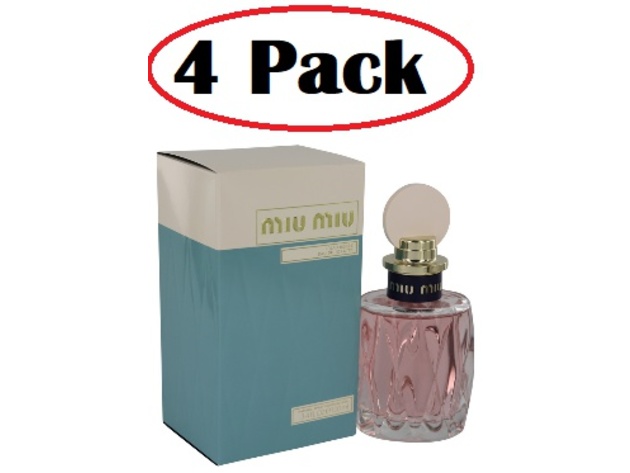 4 Pack of Miu Miu L'eau Rosee by Miu Miu Eau De Toilette Spray 3.4 oz