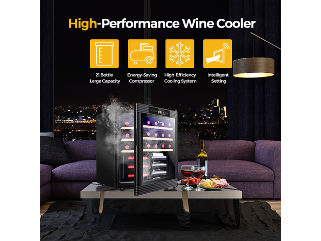 Costway 21 Bottle Compressor Wine Cooler Refrigerator w/ Digital Control Black