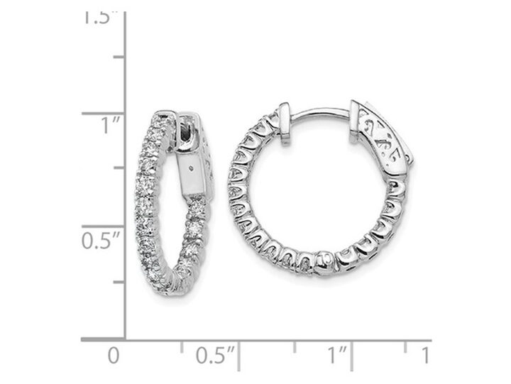 Round Brilliant 1.60 ctw VS2 Clarity, I Color Diamond 14kt White Gold V-Shaped Hoops Earrings