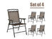 Costway Set of 4 Patio Folding Chairs Sling Portable Dining Chair Set w/ Armrest Black