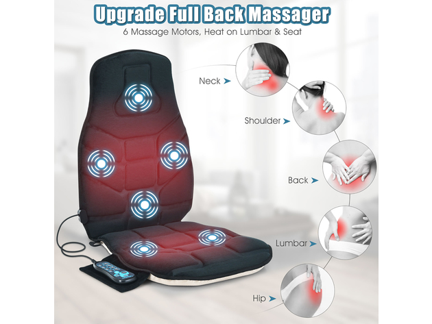 Costway Shiatsu Massage Cushion with Heat Massage Chair Pad Back