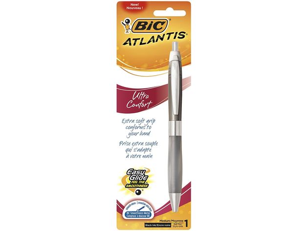 BIC Atlantis Ultra Comfortable Retractable Ballpoint Pen, Medium Moyen Point, Black