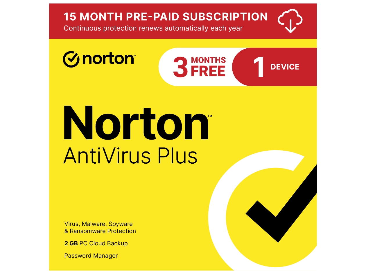 Norton AntiVirus Plus 2GB PC Cloud Backup 1 Device (15-Month Subscription)