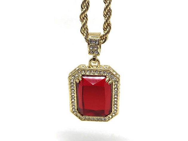 Gold Plated Red Ruby Necklace | StackSocial