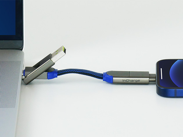InCharge X Charging Cable (2.8"/Sapphire Blue) | The Daily Dot