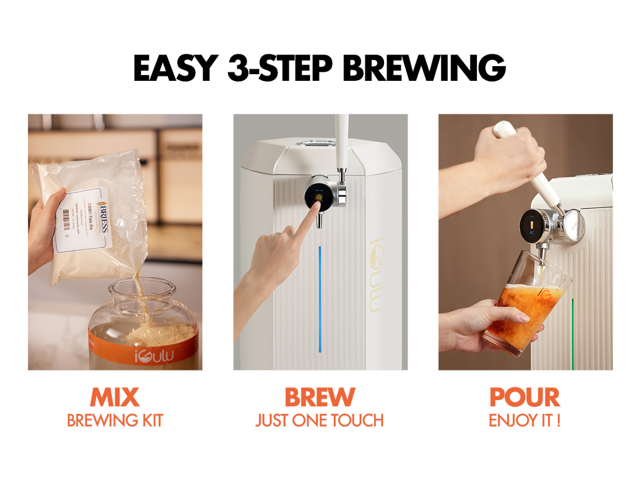 iGulu F1 All-in-One Automated Home Craft Beer Brewer with 3 Beer Kits & Master Mode