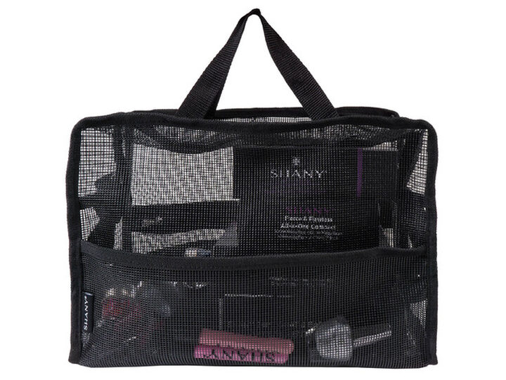 Shany Collapsible Mesh Bag Large See-Thru Travel Tote with Shoulder Straps Water-Resistant with Zippered Pockets Black