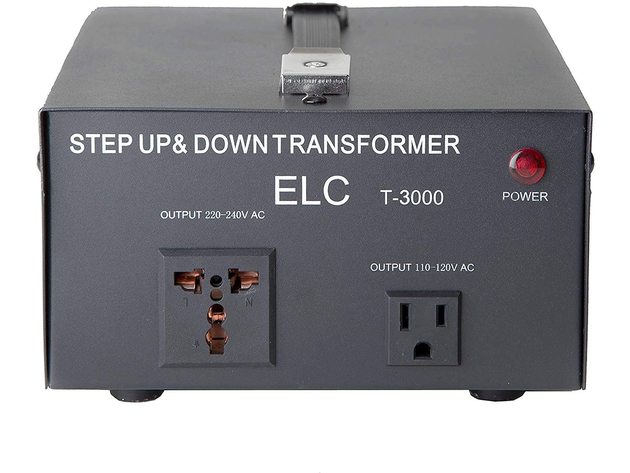 ELC T-3000+ 3000-Watt Voltage Converter Transformer - Step Up/Down - 110V/220V - Circuit Breaker Protection Heavy Duty/High Quality