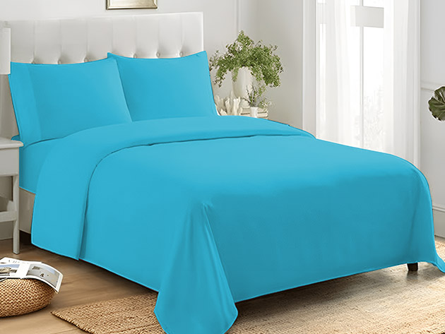 4-Piece Microfiber Sheet Set (Aqua/Queen)