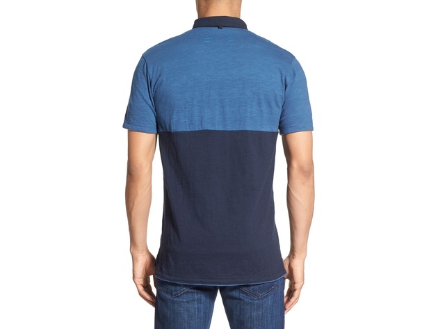 Descendant of Thieves Men's Color Block Polo Shirt with 3 Button-Placket, Size Small, Blue