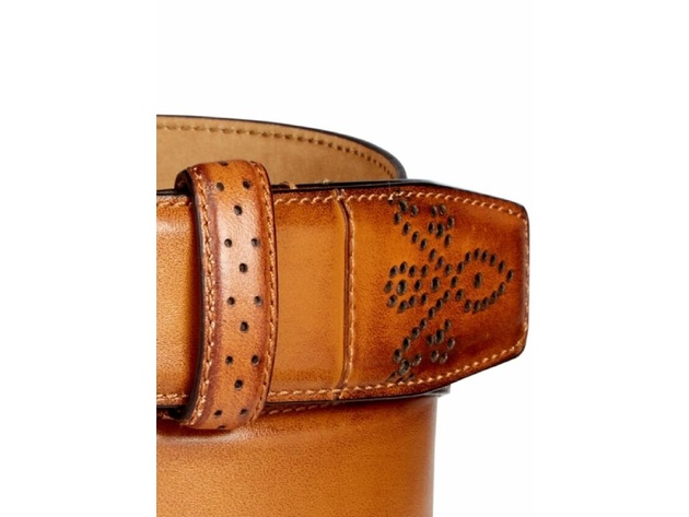 Tasso Elba Mens Feather Edge Belt Beige Size 34 Regular
