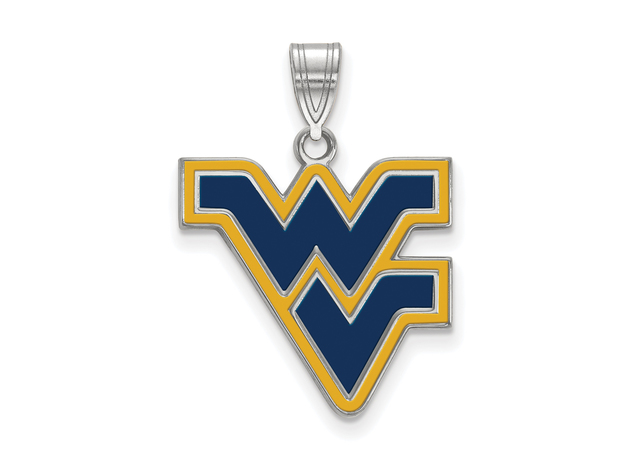 Sterling Silver West Virginia U. Large Enamel Logo Pendant