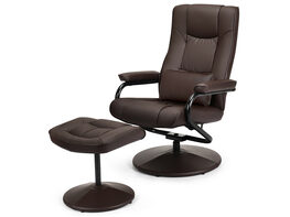 Costway Recliner Chair Swivel Armchair Lounge with Ottoman & Lumbar Support (Brown)