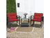 Costway 3 Piece Patio Rattan Furniture Set Rocking Chairs Cushioned Sofa - Burgundy