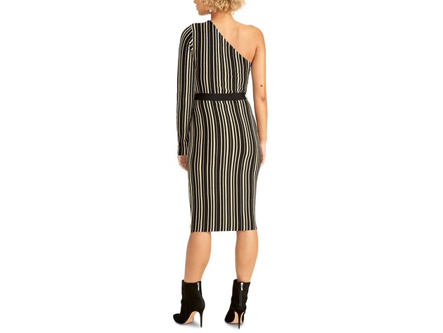 Rachel Rachel Roy Women's Belted One-Shoulder Sweater Dress Black Size Medium