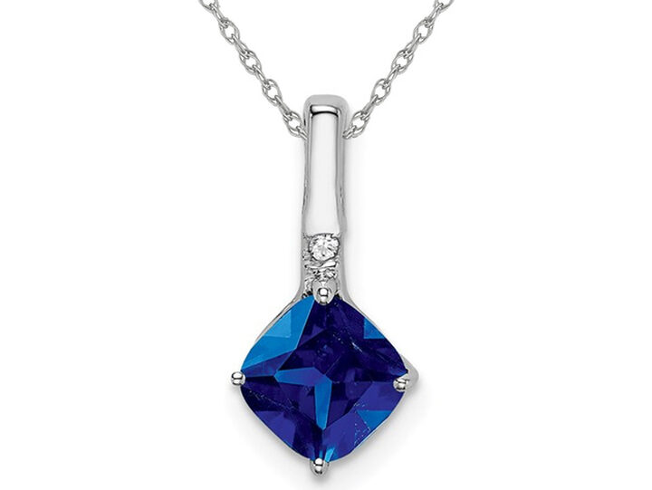 1.25 ctw Pave Blue Sapphire and Diamond Heart Pendant in 14k white gold