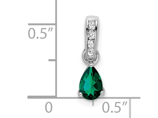 1/2 Carat (ctw) Lab-Created Drop Emerald Pendant Necklace in 10K White Gold with Chain
