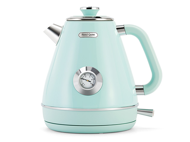 Hazel Quinn Retro Electric Kettle - 1.7 Liters / 57.5 Ounces Tea Kettle  with Thermometer, All Stainless Steel, Fast Boiling 1200W, BPA-free,  Cordless