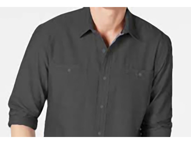 American Rag Men's Micro Herringbone Shirt Black Size Large