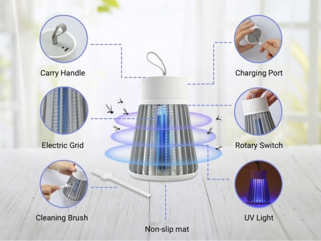 Renewgoo Mosquito Killer Lamp Home Electric USB Powered Shock Anti-Mosquito Insect Repellent Fly Silent Catcher Zapper LED, Indoor or Outdoor
