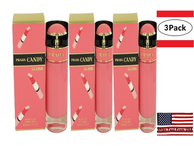3 Pack Prada Candy Gloss by Prada Eau De Toilette Spray 2.7 oz for Women
