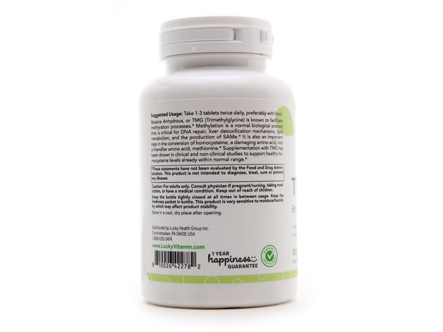 LuckyVitamin - TMG Betaine 1000 mg. - 100 Tablets
