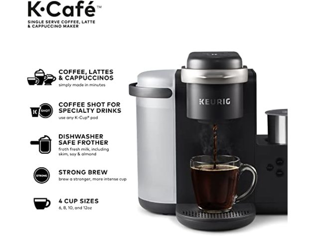 Keurig K-Cafe Single-Serve K-Cup Coffee Maker, Latte Maker and Cappuccino Maker (Refurbished, No Retail Box)