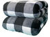 Elle Home Printed Plush Sherpa Throw Blanket Super Soft Warm Luxury - King 90"x102" Black+White