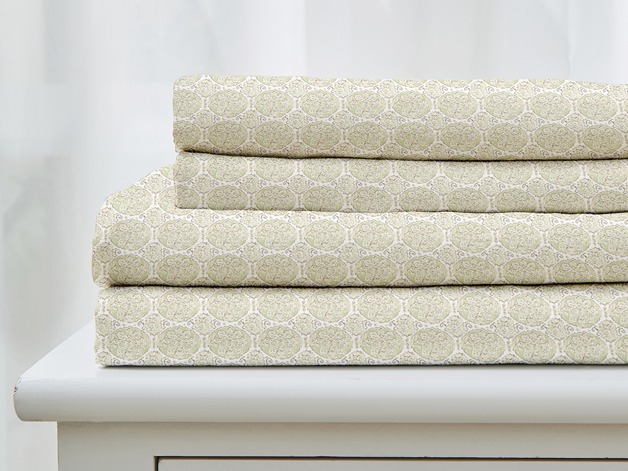 4-Piece Floral Print Microfiber Sheet Set (Grove Green/King)
