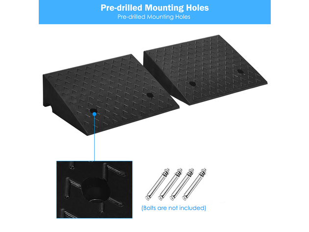 Costway 2 Piece 6'' Rubber Car Curb Ramps for Vehicle Wheelchair Threshold Ramp 33,000lbs - Black