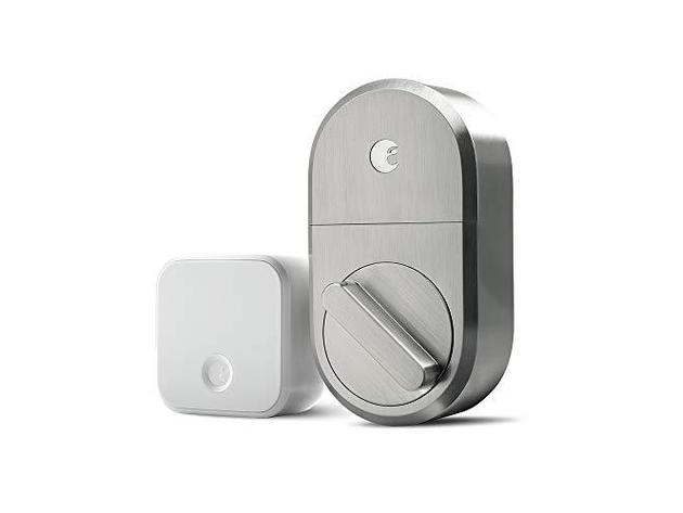 August Home Satin Nickel Oval Shape Smart Lock Keyless Home Entry from Anywhere (Refurbished, Open Retail Box)