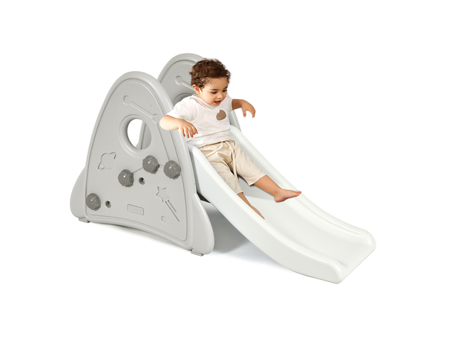 Costway Freestanding Baby Slide Indoor First Play Climber Slide Set for Boys Girls Pink\Blue\Gray - Gray