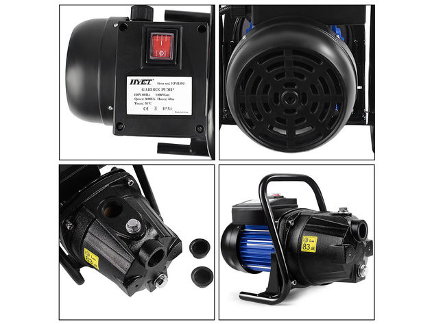 Goplus 1200W 1'' Shallow Well Water Booster Pump Home Garden Irrigation 1000GPH - Black&Blue