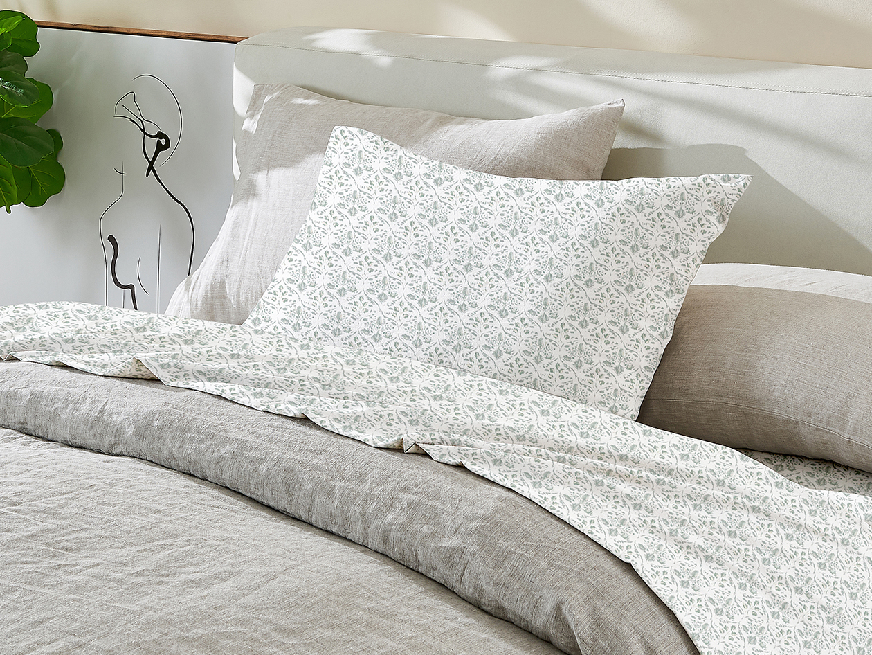 4-Piece Floral Print Microfiber Sheet Set (Green/Full)