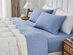 Kathy Ireland 4 Piece Heathered Jersey Knit Cotton Sheet Set (Queen/Light Blue)