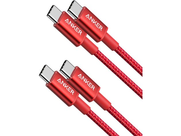 2-Pack Anker New Nylon USB-C to USB-C Cable (Red/3ft)