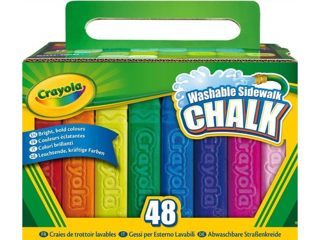 Crayola Stoepkrijt Washable Sidewalk Chalk in Assorted Bright Colors Collection, 48 Count