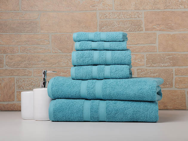 6-Piece Bibb Home 100% Egyptian Cotton Towel Set (Teal)