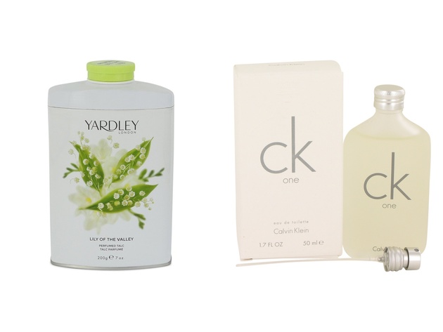 Gift set  Lily of The Valley Yardley by Yardley London Pefumed Talc 7 oz And  CK ONE EDT Pour/Spray (Unisex) 1.7 oz