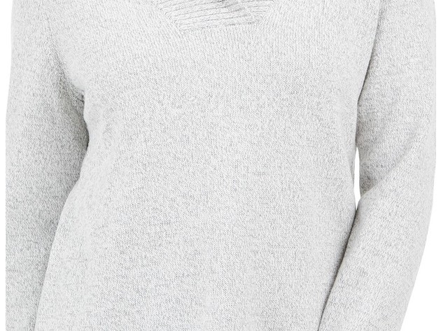 Karen Scott Women's Cotton Marled Shawl-Collar Sweater Med Gray Size Large