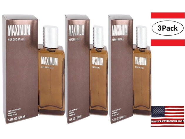 3 Pack Aeropostale Maximum by Aeropostale Eau De Cologne Spray 3.4 oz for Men